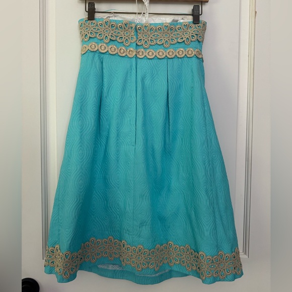 Lilly Pulitzer strapless Betsey turquoise jacquard dress size 0 - Picture 3 of 7